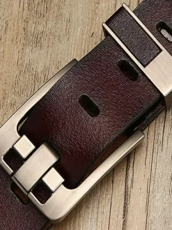 Men Belt Fashion Faux Leather Coffee Brown PU Leather Belt