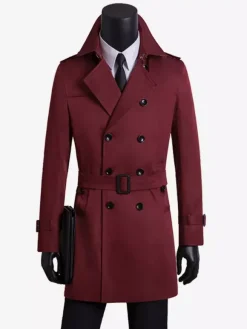 Men Double Breasted Coats Dark Blue Military Jackets