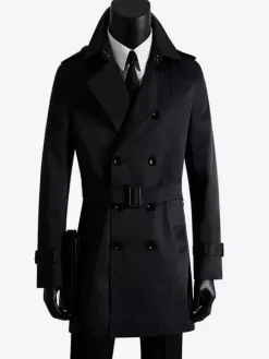 Men Double Breasted Coats Dark Blue Military Jackets