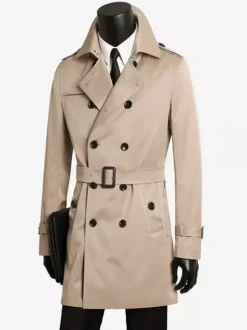 Men Double Breasted Coats Dark Blue Military Jackets