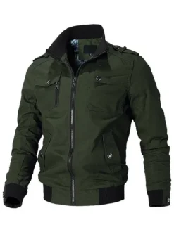 Men Jackets Casual Black Portrait Neckline Long Sleeves Fashionable Winter Coats