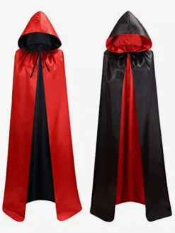 Men Red Ponchos For Christmas Cloak Polyester Christmas Halloween Holidays Costumes