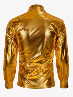 Men's 2 Piece Disco Sets Shiny 70s Vintage Disco Shirt And Sequin Bell Bottom Pants Retro Hippie Disco Style Dude Costume Suits