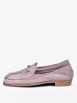 Men's Belgian Loafers Suede Round Toe Leather Slip On Retro Penny Causal Shoes