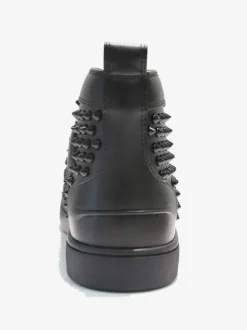 Men's Black Spike Rivets Round Toe Lace Up Sneakers