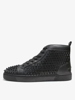 Men's Black Spike Rivets Round Toe Lace Up Sneakers