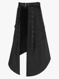 Men's Black Vintage Skirt Retro Polyester Grommets Retro Gothic Costumes