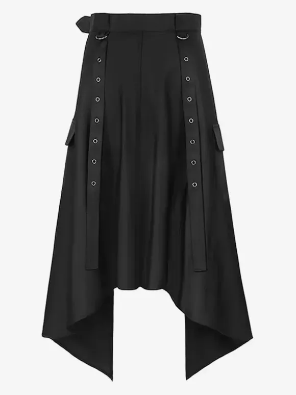Men's Black Vintage Skirt Retro Polyester Grommets Retro Gothic Costumes