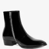 Mens Boots Black Patent Pointed Toe low heel Prom Boots Zipper Leather Shoes