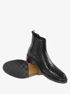 Men's Boots Chelsea Boots Black Cowhide Round Toe Short Ankle Boots
