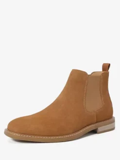Men's Boots Chelsea Boots Coffee Brown Round Toe