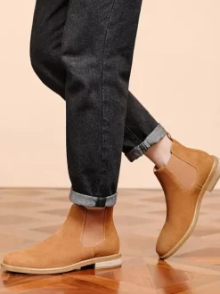 Men's Boots Chelsea Boots Coffee Brown Round Toe