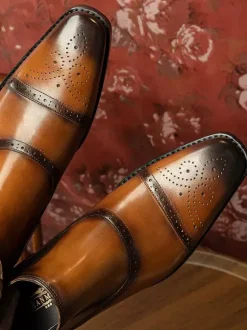 Mens Brogue Chelsea Boots High-Top Leather Square Toe Ankle Boots