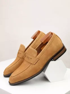 Men's Casual Shoes Suede Round Toe Slip On Penny Loafers
