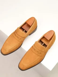 Men's Casual Shoes Suede Round Toe Slip On Penny Loafers
