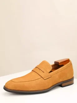 Men's Casual Shoes Suede Round Toe Slip On Penny Loafers