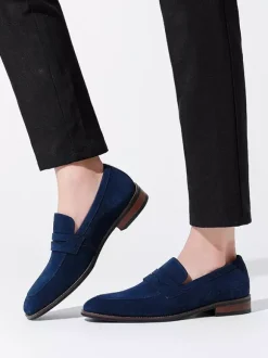Men's Casual Shoes Suede Round Toe Slip On Penny Loafers
