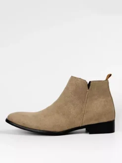 Men's Chelsea Boots Round Toe Slip On Flat Ankle Boots