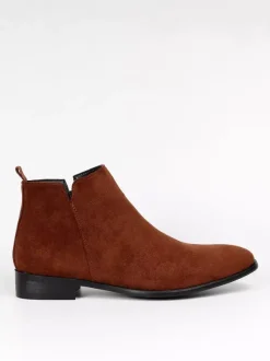 Men's Chelsea Boots Round Toe Slip On Flat Ankle Boots