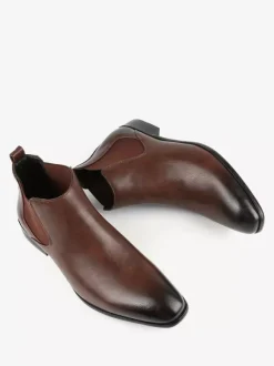 Men's Chelsea Boots Square Toe Slip On Flat Dress Ankle Boots