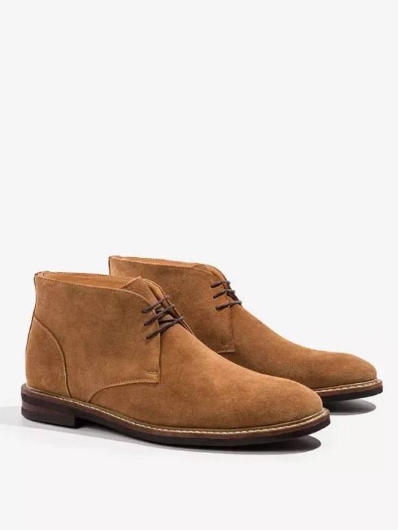 Men's Chukka Vintage Desert Deep Brown Suede Leather Round Toe Lace Up Boots