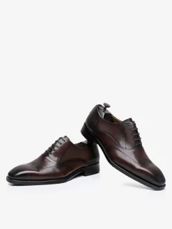 Men's Dress Shoes Fashion Round Toe Leather Brogue Derby Formal Wedding Shoes