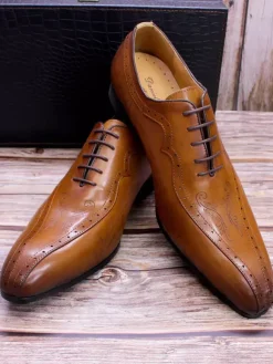 Mens Dress Shoes Lace Up Brogue Genuine Leather Oxfords