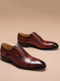 Mens Dress Shoes Leather Pointed Toe Formal Derbies Shoes Suitable For Office And Prom