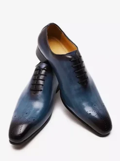 Mens Dress Shoes Oxford Shoes Quality Round Toe Cowhide Prom Wedding Shoes