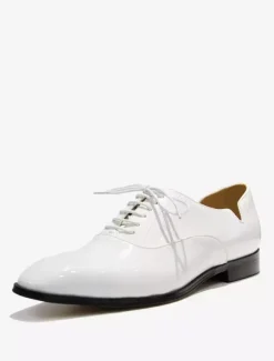 Mens Dress Shoes Pointed toe Lace-Ups Patent Leather Prom Wedding Shoes