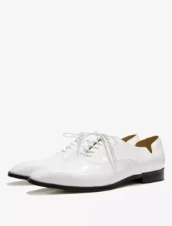 Mens Dress Shoes Pointed toe Lace-Ups Patent Leather Prom Wedding Shoes