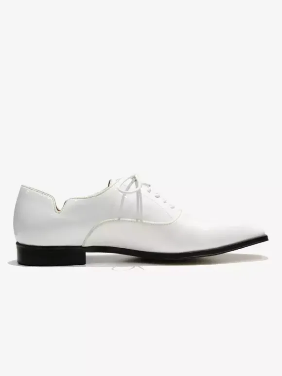 Mens Dress Shoes Pointed toe Lace-Ups Patent Leather Prom Wedding Shoes