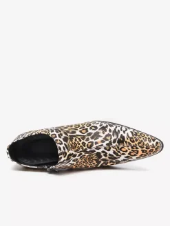 Men's Dress Shoes Pointed Toe Leopard Chunky Heel Shoes