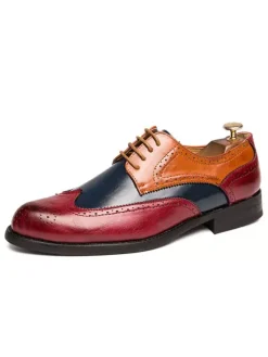 Mens Dress Shoes pointed toe Color Block low heels Derby Shoes