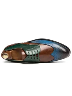 Mens Dress Shoes pointed toe Color Block low heels Derby Shoes