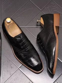 Men's Dress Shoes Quality Round Toe PU Leather