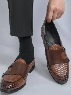 Men's Dress Shoes Round Toe Slip On Monk Shoes