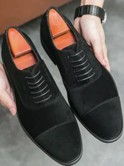 Men's Dress Shoes Round Toe Suede Leather Oxford Prom Homecoming Wedding Shoes