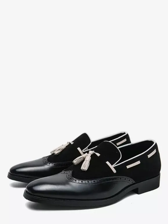 Men's Dress Shoes Round Toe Slip On Shoes With Tassels
