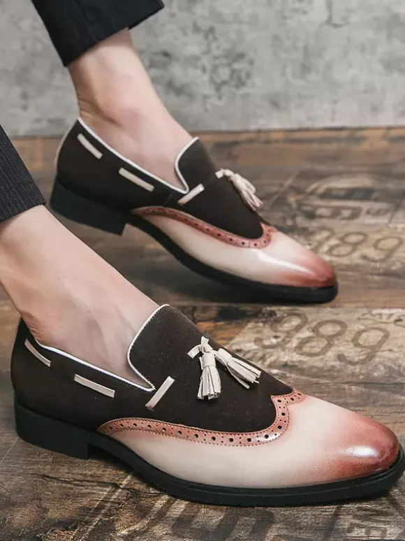 Men's Dress Shoes Round Toe Slip On Shoes With Tassels