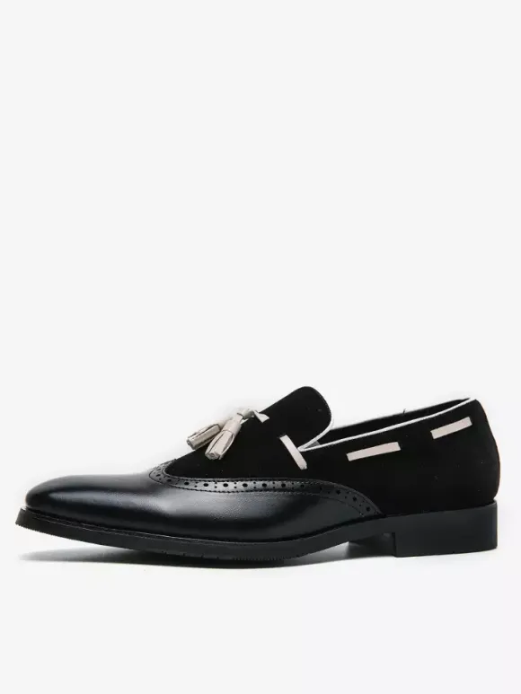 Men's Dress Shoes Round Toe Slip On Shoes With Tassels