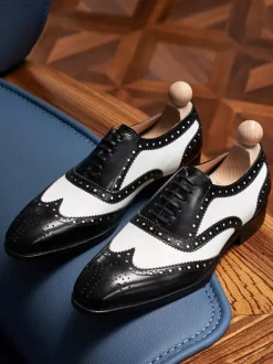 Men's Dress Shoes Square Toe Leather Brogue Oxford Prom Wedding Shoes