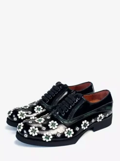 Men's Dress Shoes Stylish Round Toe Flowers Cowhide