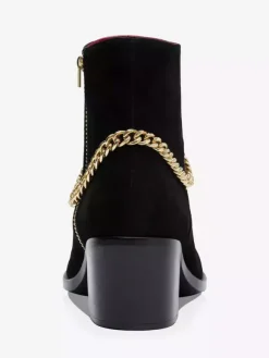 Men's High Heel Boots Chelsea Boots Black Suede Leather Pointed Toe Chains Party Prom Dress Boots