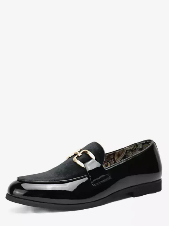 Mens Horsebit Loafers Chain Buckle Decoration Slip On Pointed Toe Low Heels Penny Shoes