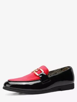 Mens Horsebit Loafers Chain Buckle Decoration Slip On Pointed Toe Low Heels Penny Shoes