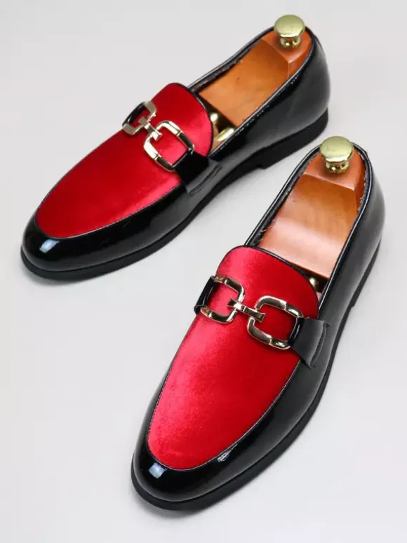 Mens Horsebit Loafers Chain Buckle Decoration Slip On Pointed Toe Low Heels Penny Shoes