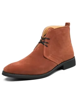 Men's Lace Up Desert Ankle Faux Suede Leather Chukka boots