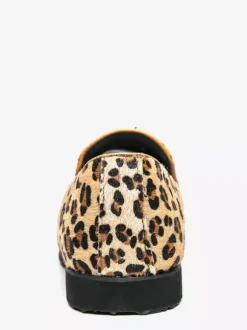 Men's Loafers Suede Round Toe Leopard Slip On Shoes