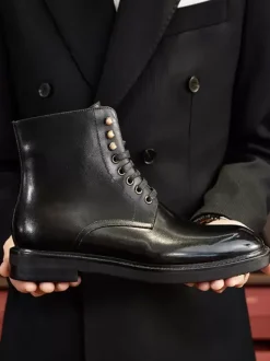 Men's Martin Work Boots Chic Black Short Dress Boots